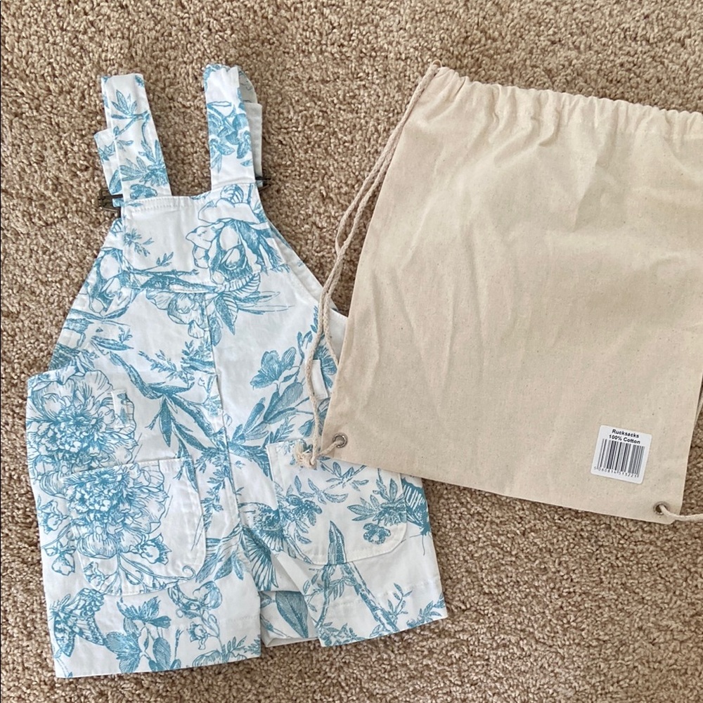 Alice and Olivia’s Dotty line Blue and White Girls Overalls - Picture 3 of 3
